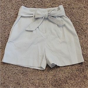 Sezane High Waisted Shorts Blue White Stripe 36 4